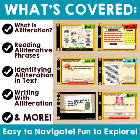 Kid friendly examples of alliteration.  Dive into the world of alliteration with our...