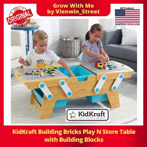 KidKraft Building Bricks Play N Store Table with Building Blocks