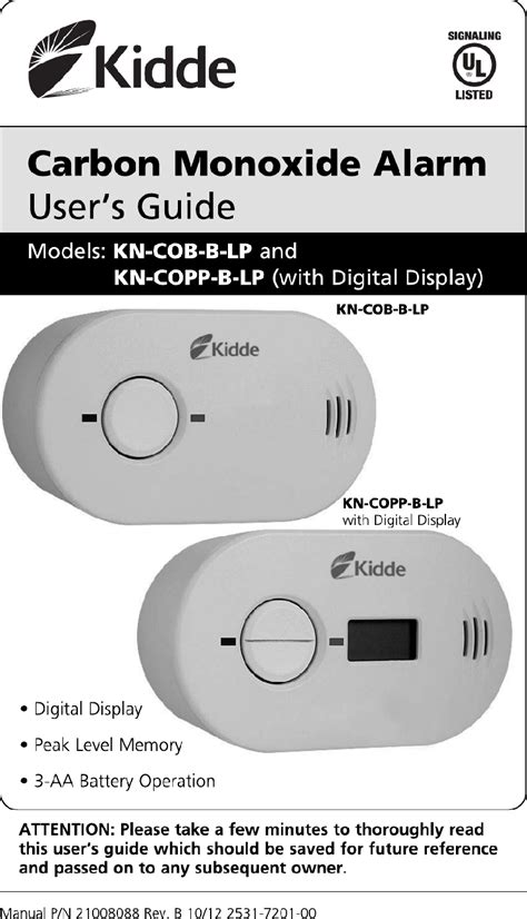 Kidde carbon monoxide alarm owners manual. - Study guide for san joaquin county test.