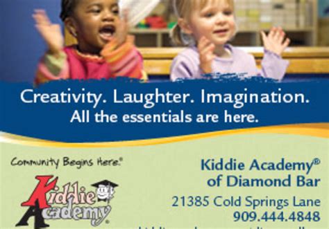 Kiddie Academy of Diamond Bar Reels, Diamond Bar. 362 likes · 2 talking about this · 314 were here. Only Kiddie Academy delivers Life Essentials to help better prepare children for school and for.... 