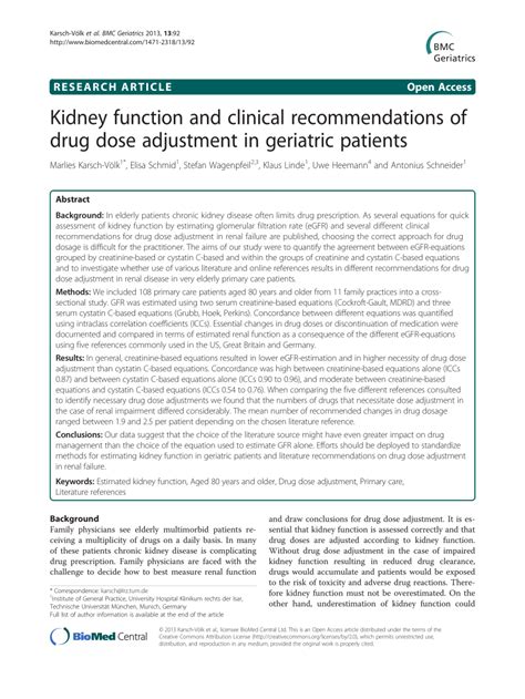 Kidney function and clinical recommendations of drug dose …