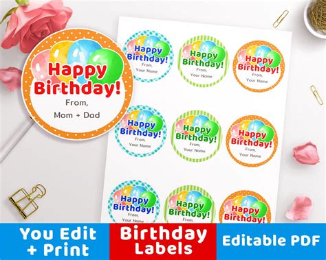 Kids Birthday Labels - Etsy