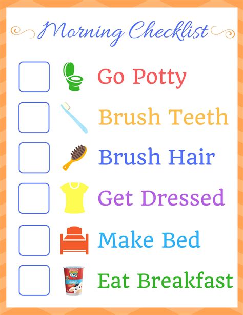 Kids Morning Routine Checklist Morning routine kids, Daily routine