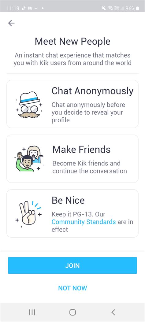 Aug 15, 2023 · How to Find Friends on Kik Without Meet New People Feature. If you have tried everything within this article and you still can’t use Kiks Meet New feature then you can try other ways to make friends on the app. One way I would recommend is to use Kik cards. Kik cards have the information you put in at the time of making your account. . 