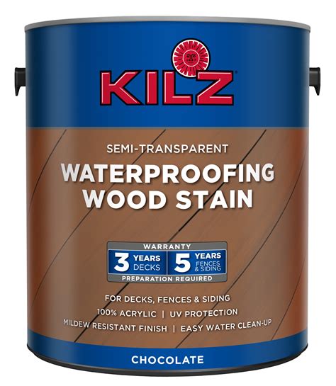 KILZ Waterproofing Wood Stain, Exterior, Semi-Transparent, Redwood, 1 Gallon