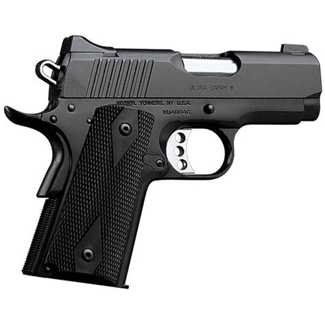 Features. Shorter grip length makes Ultra Carry pistols easy to carry and conceal. Magazine capacity remains 7 rounds even in .45 ACP. Frames machined from solid bricks of 7075-T7 aluminum have been tested to over 20,000 rounds without meaningful wear.The Ultra Carry slide has the longest cycle time of any small 1911 pistol, ensuring unequaled ...