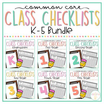 Kindergarten Common Core Checklists BUNDLE Common core checklist