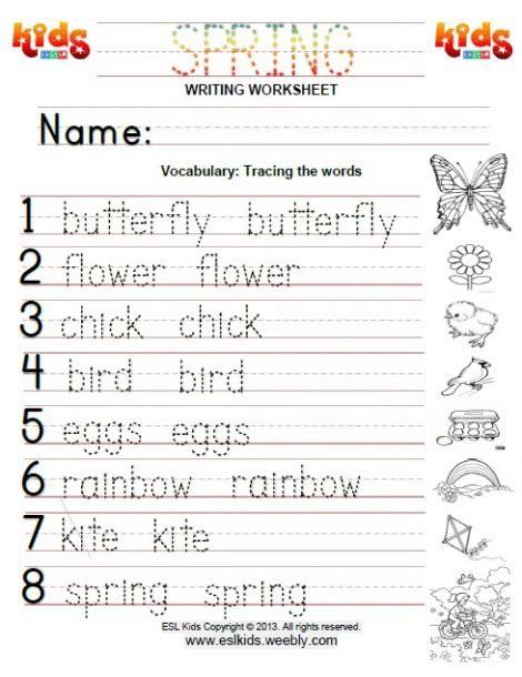 Kindergarten Reading and Writing Worksheet Spring Handw… Handwriting