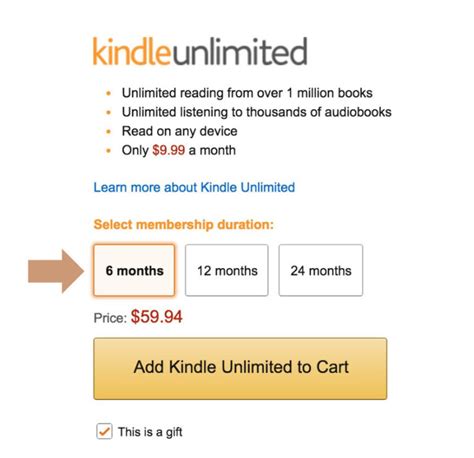 Kindle unlimited 12-month subscription. 12 months – $119.88 (17% off) 24 months – $172.66 (40% off) It’s worth noting that recipients can exchange a gifted Kindle Unlimited subscription for a regular Amazon gift card if it’s something they’d rather do, and a gifted subscription can be applied to extend and active subscription as well. Kindle Unlimited Gift Deals 