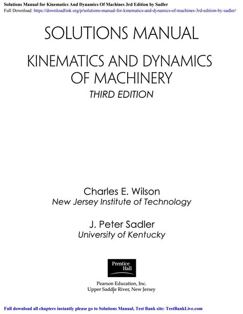 Kinematics and dynamics of machines solution manual. - White space patenting the inventors guide to great applications.