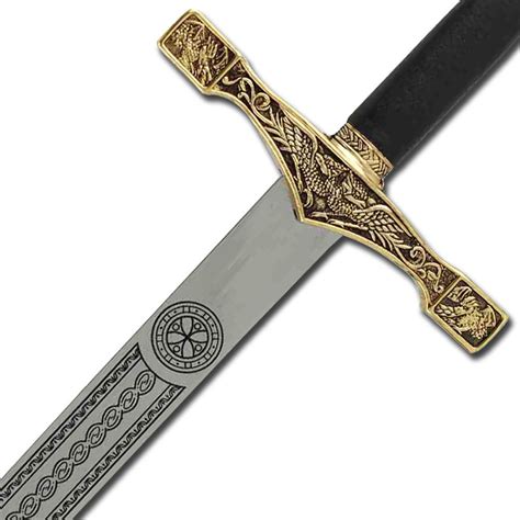 King Arthur Excalibur Replica Steel Blade Medieval Longsword Gold