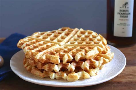 King arthur waffles. and 4 tablespoons (1/4 cup) melted butter plus 1 teaspoon baking soda and 2 teaspoons vanilla, 3/4 tsp salt, and mix. The vanilla really adds a nice flavor! 
