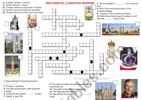 The Crossword Solver found 30 answers to "king charles iii first wife", 5 letters crossword clue. The Crossword Solver finds answers to classic crosswords and cryptic crossword puzzles. Enter the length or pattern for better results. Click the answer to find similar crossword clues . Enter a Crossword Clue.. 