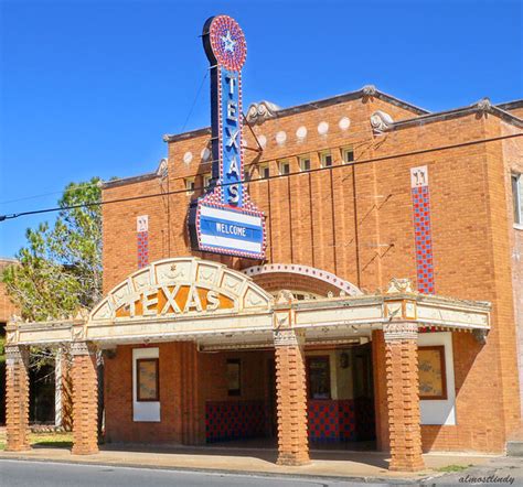 78155. The Texas Theatre in Seguin was opened on March 9, 1931. This stylish brick-and-mortar building is a remarkable combination of styles: part Neo-Vintage, part Art Moderne, part Aztec, and part Western Town style, with a distinctive vintage marquee neon tower which flashed 'Texas Theatre' with a big star for Texas.. 