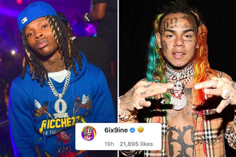 Background. On the song, 6ix9ine refers to his altercation with fellow American rapper Meek Mill outside a nightclub in Atlanta, Georgia, which occurred on February 13, 2021.He also takes an aim at rapper Lil Durk, making jokes about the deaths of Durk's cousin Nuski and his friend and fellow rapper and labelmate King Von. 6ix9ine mocks a few lyrics of …. 