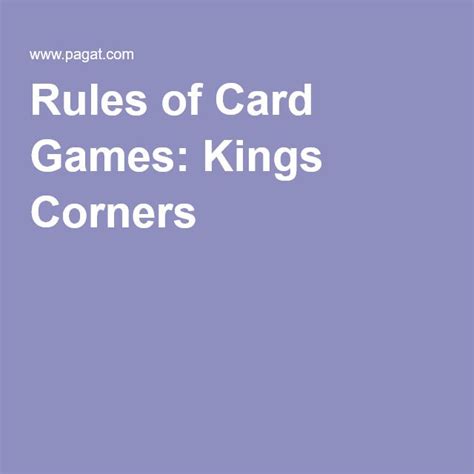 Kings Corner Game Rules Game On Land