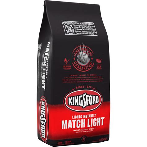 Kingsford match light. Kingsford Match Light Instant Charcoal Briquets ignite without the need to add lighter fluid. These briquets have Sure Fire Groove technology, which helps you get grilling faster while not hindering the longevity of the burn. These briquets are perfect for backyard parties and sporting event tailgates. Just light a match to the coals … 