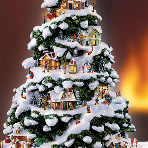 Kinkade christmas tree. The Bradford Exchange Thom Kinkade Wondrous Winter Pre Lit Pull Up Christmas Tree Assembles in 3 Easy Steps Pre Decorated with Kinkade Art Ribbons 46 Ornaments and 200 Clear Lights Holiday Decor 6ft $256.98 $ 256 . 98 