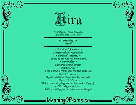 Kira - Baby Name Meaning, Origin and Popularity