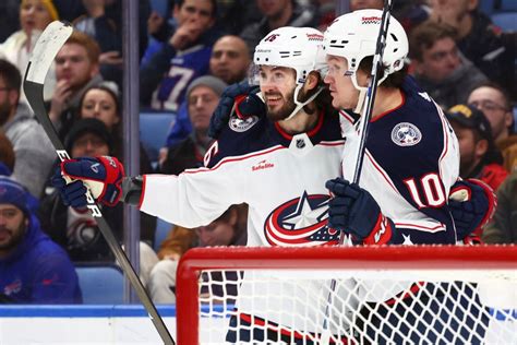 Kiriil Marchenko scores 3 during 7-goal goal surge in Blue Jackets’ 9-4 win over Sabres