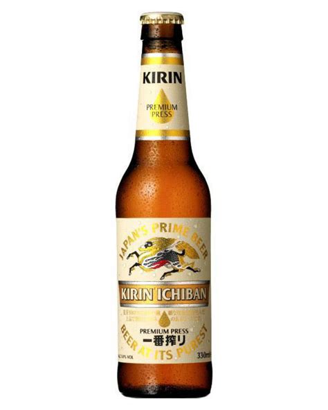 Kirin ichiban beer. Kirin Ichiban. Beer type: Pale Lager. ABV: 4.6% Brand Origin: Japan. A premium, 100% malt beer brewed with the first-press method, offering smooth and rich flavor. 