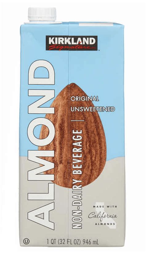 Kirkland almond milk. Kirkland Signature Almond Milk 12 x 946ml is a delicious beverage you can add to many different drinks and dishes. Made in the USA from local & imported ingredients. Nutrition Facts (per carton) 4 240ml : 125 (30 cal) 52 (13 cal) 1.0: Less than 1g : 2.5: 1.0 : 0: 0 : 1.0: Less than 1g : 0: 0 : 110: 46 