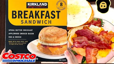Kirkland breakfast sandwich. See images in recipe write up above for example. Lay the two halves in the air fryer basket, bread side down/meat & egg side up. Air Fry at 340°F/170°C for 6-8 minutes. Reassemble the breakfast sandwich. Continue to Air Fry at 340°F/170°C for another 2 minutes, or until the bread is golden. 