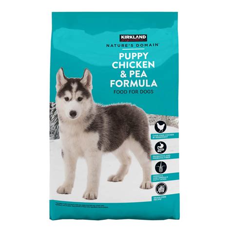 Kirkland dog food puppy. It's essential for maintaining your dog's overall health, particularly during periods of rapid growth. Review of Guaranteed Analysis. Crude Protein (min) of 27.00%: The primary contributors to the crude protein content in this puppy food are the chicken and chicken meal, which are the first two ingredients listed. 