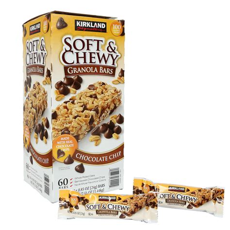 Kirkland granola bars. Shop for Kirkland Signature Soft & Chewy Granola Bars, 0.85 oz, 64-count (1 unit) at Kroger. Find quality breakfast products to add to your Shopping List or order online for Delivery or Pickup. ... Kirkland Signature Soft and Chewy Granola Bars 100 Calories Per Bar. Made with Real Chocolate Chips. Whole Rolled Oats. Semisweet Chocolate Chips ... 