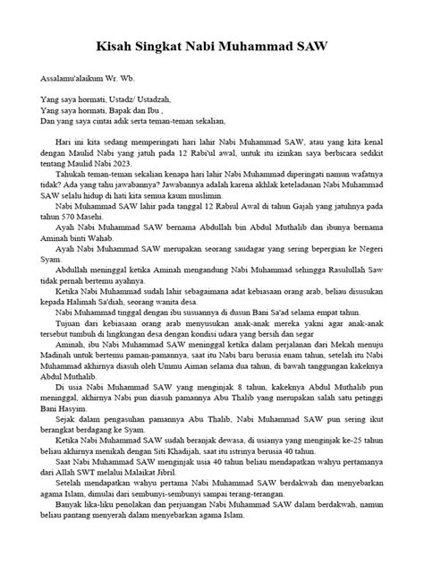 Kisah nabi muhammad singkat untuk anak sd kelas 1. .  ...