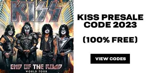 Kiss army presale code. The KISS Alive 35 European Tour stopped in 30 cities, drawing over 500,000 fans! OBERHAUSEN SET LIST IN ORDER: Deuce, Strutter, Got To Choose, Hotter Than Hell, Firehouse, Nothin' To Lose (Eric lead vocals), C'Mon And Love Me, Parasite, She, Watchin' You, Rock Bottom, 100,000 Years, Cold Gin, Let Me Go Rock 'N' Roll, Black Diamond (Eric lead ... 