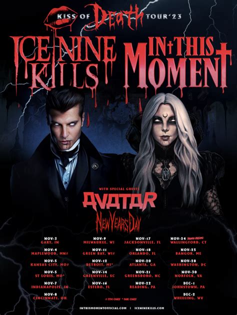 Get the Ice Nine Kills Setlist of the concert at The Dome at America's Center, St. Louis, MO, USA on November 5, 2023 from the Kiss of Death Tour and other Ice Nine Kills Setlists for free on setlist.fm!. 