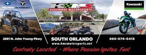 Kissimmee motorsports. Purchase one of our used powersports vehicles for sale from Kissimmee Motorsports in Kissimmee, FL! Visit us now! Centrally Located - Where Passion Ignites Fun! South Orlando 866.576.6415; 2881 N John Young Pkwy Kissimmee, FL 34741; Toggle navigation . Home. Check Out Our Events! Showroom. 