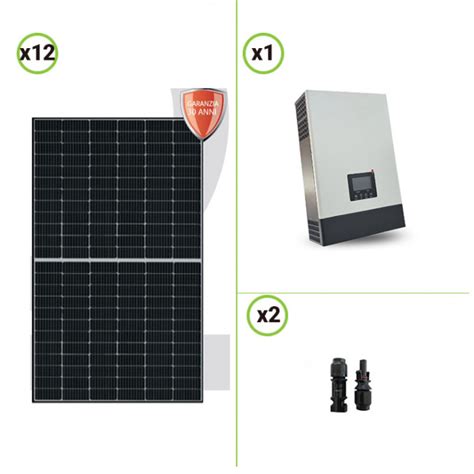 Kit fotovoltaico pannelli 6000W Inverter ibrido solare SNA5000 …