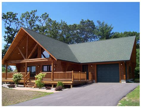 Kit homes menards. This vacation home features 2-1/2 by 10 inch Super Log Siding, unique trapezoid windows, and a full log post and railing system on the deck. The two-story great room has a vaulted ceiling, a cozy fireplace, and easy access to the deck through either of the nine-foot patio doors. The covered side entry is constructed with nine inches full round logs. 