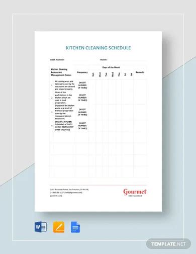 Kitchen Cleaning Schedule - 10+ Examples, Format, Pdf