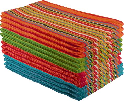 Kitchen Dish Towels, Salsa Stripe, 100% Natural Absorbent …