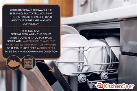 Solution: Try to latch the KitchenAid dishwasher door securely. If you see the door latch broken during inspection, Please replace the door latch with a new one. 2. Blocked Spray Arm (Dish Overload) When you overload your dishwasher with many dishes, the dishwasher will likely beep.
