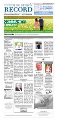 Kitchener record obituaries.  Waterloo Region Record (Saturday, June 30, 1984) ...