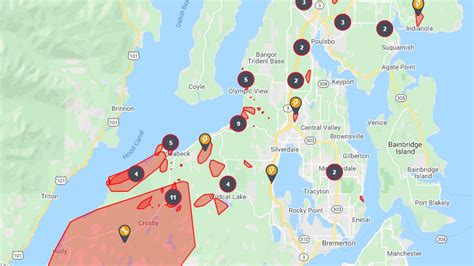 Kitsap power outage. Loading. View current outages, number of customers out, and any other available information such as estimated time of restoration. 