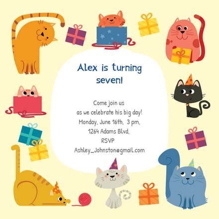 Kitty Cornered Birthday Invitation Template (Free) Greetings Island