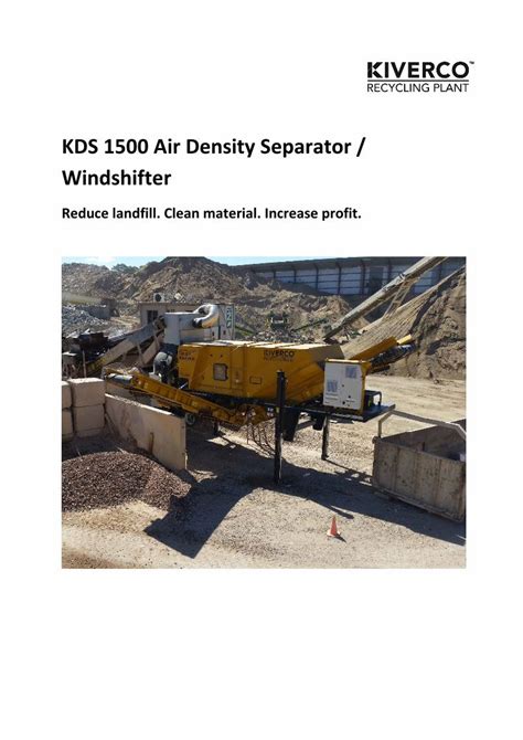 Kiverco KDS1500 Density Separator Windshifter 1 - YouTube