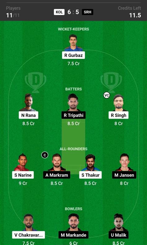 Kkr vs Hyderabad dream 11 team match prediction #mfd #ipl