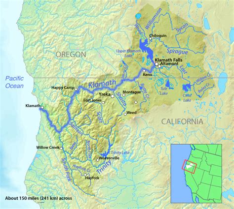 Klamath river map. KRRC Project Vicinity Map. The River. Stretching from the volcanic Cascades of Southern Oregon through the Klamath Mountains, to the Pacific Ocean in California, the Klamath … 