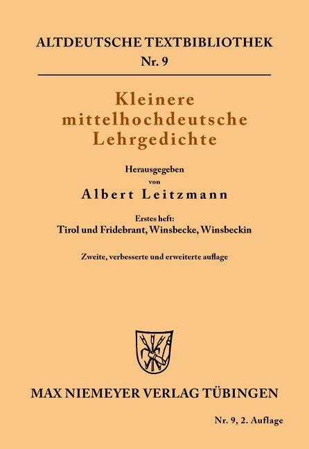 Kleinere mittelhochdeutsche erzählungen, fabeln und lehrgedichte. - Dibujo de composicion - tecnicas de representacion.