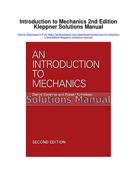 Kleppner introduction to mechanics solutions manual. - Montagnais et la réserve de betsiamites, 1850-1900.