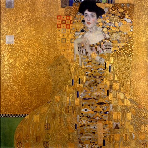 Dec 14, 2023 · Employs gold leaf, mosaic-like patterns, sinuous lines characteristic of Klimt's "Golden Style" Portrait of Adele Bloch-Bauer I (1907) Dimensions: 138 x 138 cm; Oil, silver, and gold on canvas; Regarded as pinnacle of Klimt's portrait art, commissioned by Adele's husband Ferdinand Bloch-Bauer; Adele's face and dress contain over 100 pieces of ... .