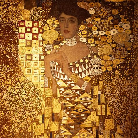 Lady of Gold Klimt 60cm Panel, Robert Kaufman. Gustav Klimt's famous Portrait of Adele Bloch Bauer in fabric form. Complete with metallic gold effect.. 
