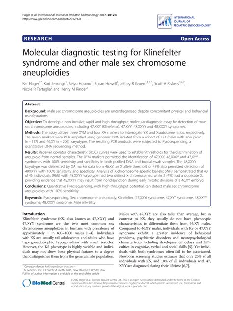 Klinefelter syndrome and other sex chromosomal aneuploidies