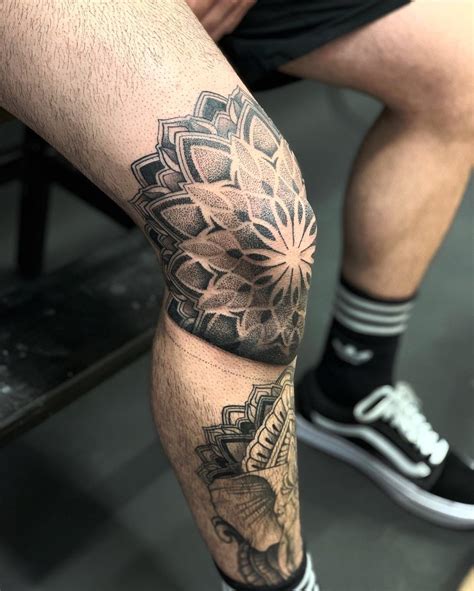 1. Mandala knee tattoo A man with a sunflower mandala tattoo. Photo: @stechfrequenz Source: Facebook Mandala patterns have a circular shape with detailed …. 